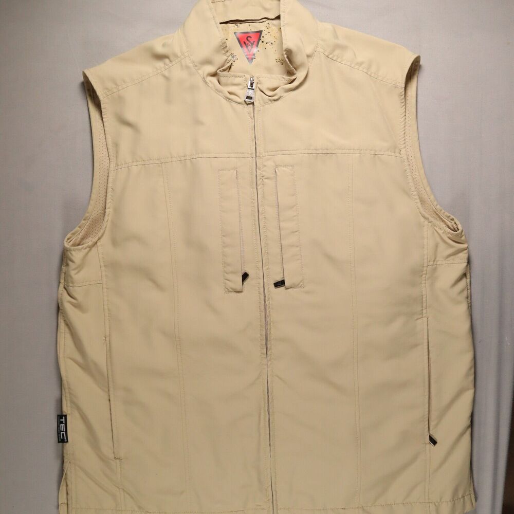 TEC Technology Enabled Clothing Utility Vest Mens Size L Multiple Zip Pockets